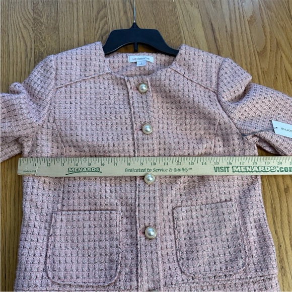 Liz Claiborne Charleston pink blazer jacket faux pearl buttons silver size 4 NWT - Picture 12 of 14
